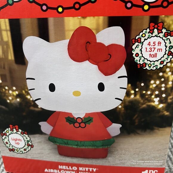 Gemmy HELLO KITTY 4.5’ Airblown Christmas Inflatable Lights Sanrio Berries NEW - Picture 2 of 11